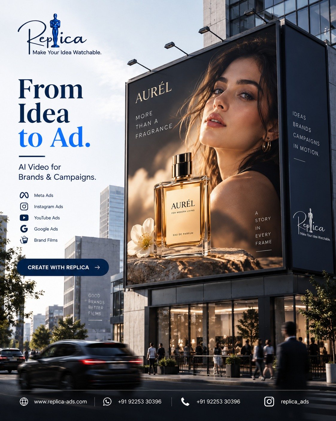 From idea to ad — Replica poster
